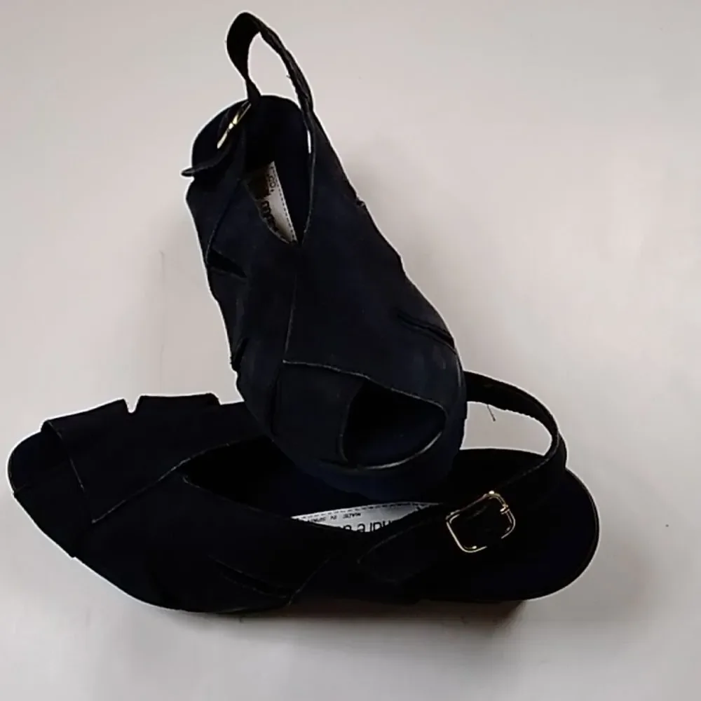 Vintage Andre Assous Made In Spain Handmade Suede Black Women Shoes Size 6